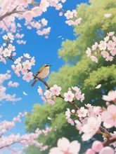 桜とウグイス