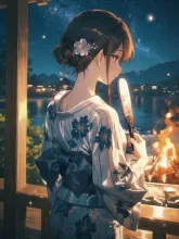 篝火に照らされて