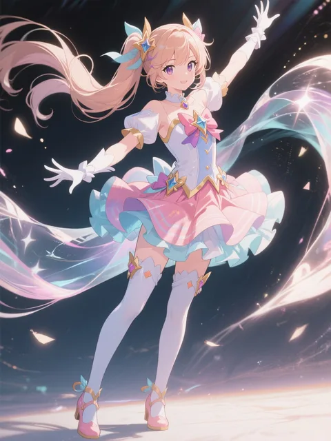魔法少女の変身、ポーズ、決めポーズ、光と風 - 魔法少女の変身 ✨