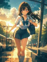 路面電車と制服少女·ノスタルジックな夏 の投稿作品