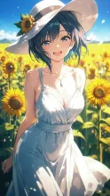 向日葵畑の少女·夏空とひまわり の投稿作品