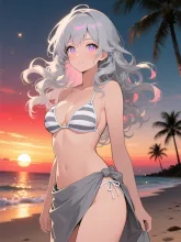 monotone venus 〜黄昏の浜辺〜 — セクシーイラストのAIイラスト|SUPPART