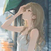 夕立に濡れて