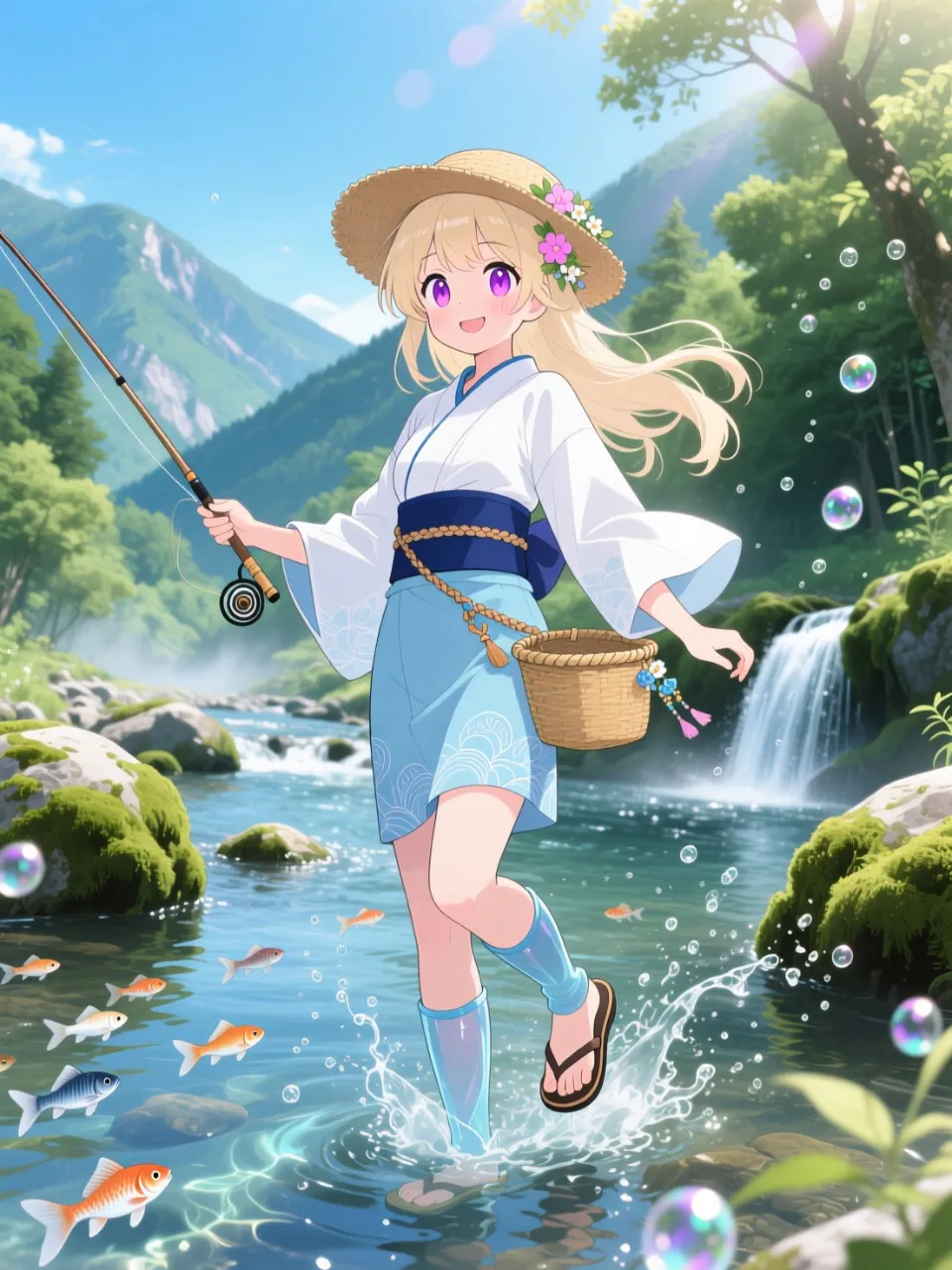 鮎釣りの陽子。