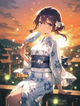 うちわと夏の女性·初夏チャレンジ の投稿作品