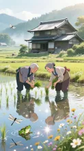 田植えの水鏡