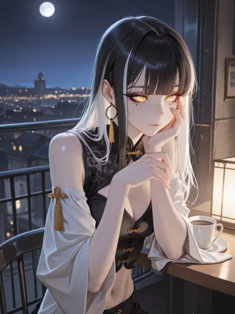 夜のカフェ