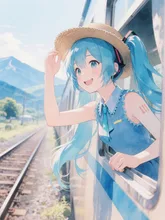 電車からミクさん — 水彩イラストのAIイラスト｜SUPPART