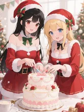 サンタさん達のクリスマス♡ケーキ🍰③ — 百合ユーリさんのAIイラスト