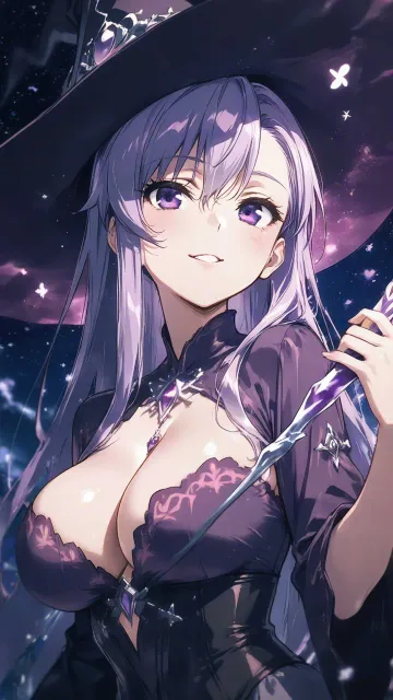 優しい微笑み、バストアップ、優しい眼差し 紫色の髪 - 魔女の夜会