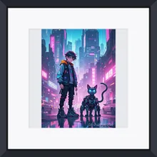 雨の日の少年と猫の出会い