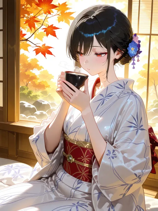 Artwork "浴衣と、窓の外の紅葉" made with SUPPART