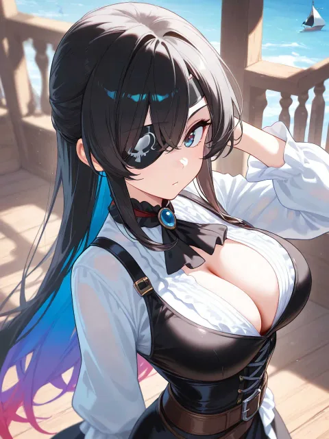 巨乳黒髪ロング 海賊