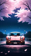 夜桜🌸とクラシックカー🚗 — NOAさんのAIイラスト