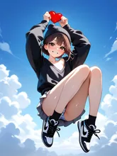 ジャンピング肩出しセーター娘…黒 — セーターイラストのAIイラスト｜SUPPART