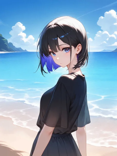 黒髪ボブの女の子、無人島に漂流してしまう