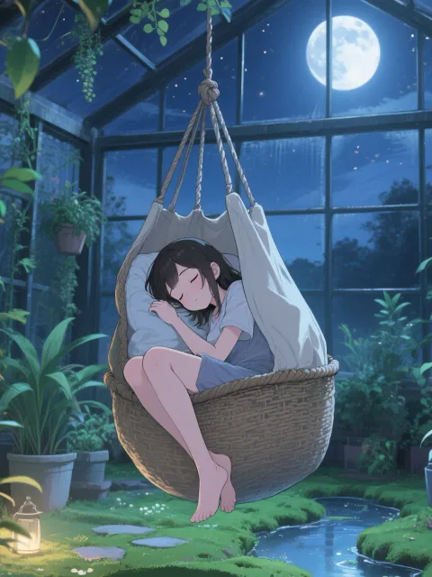 夜の温室で眠る④