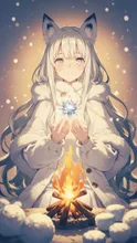 焚き火の雪夜 — RIZEさんのAIイラスト