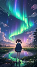 オーロラと少女