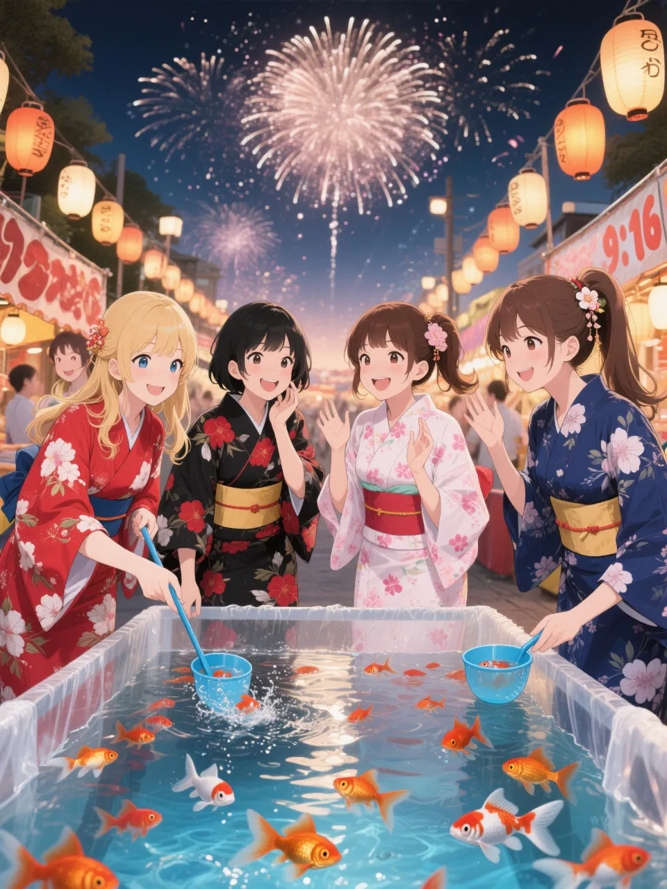縁日の金魚すくい