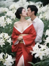 彼岸花と女性