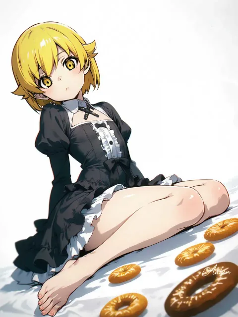 少女1人、忍野忍、ボブカット、黄色い目、幼い少女