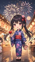 お祭りを満喫している🎆黒髪娘ちゃん💕
