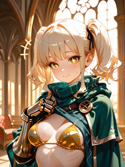 異世界ファンタジー、中世ヨーロッパ風の古城、少女騎士