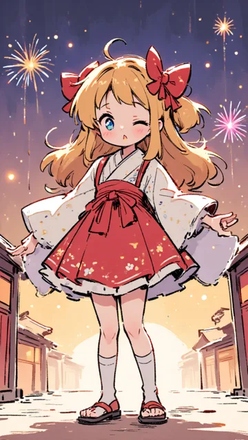女の子の幼児、高町なのは、オーバーニーソックス、夏祭り