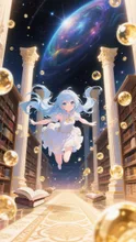 深層心理の本の海に沈む美少女
