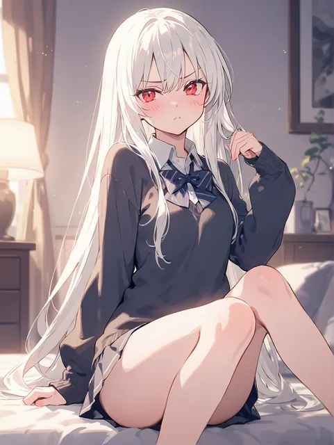 白い髪のツンデレ少女 - 画像生成チャレンジ