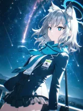 「ん、先生、流れ星。」 — 自己満工房さんのAIイラスト