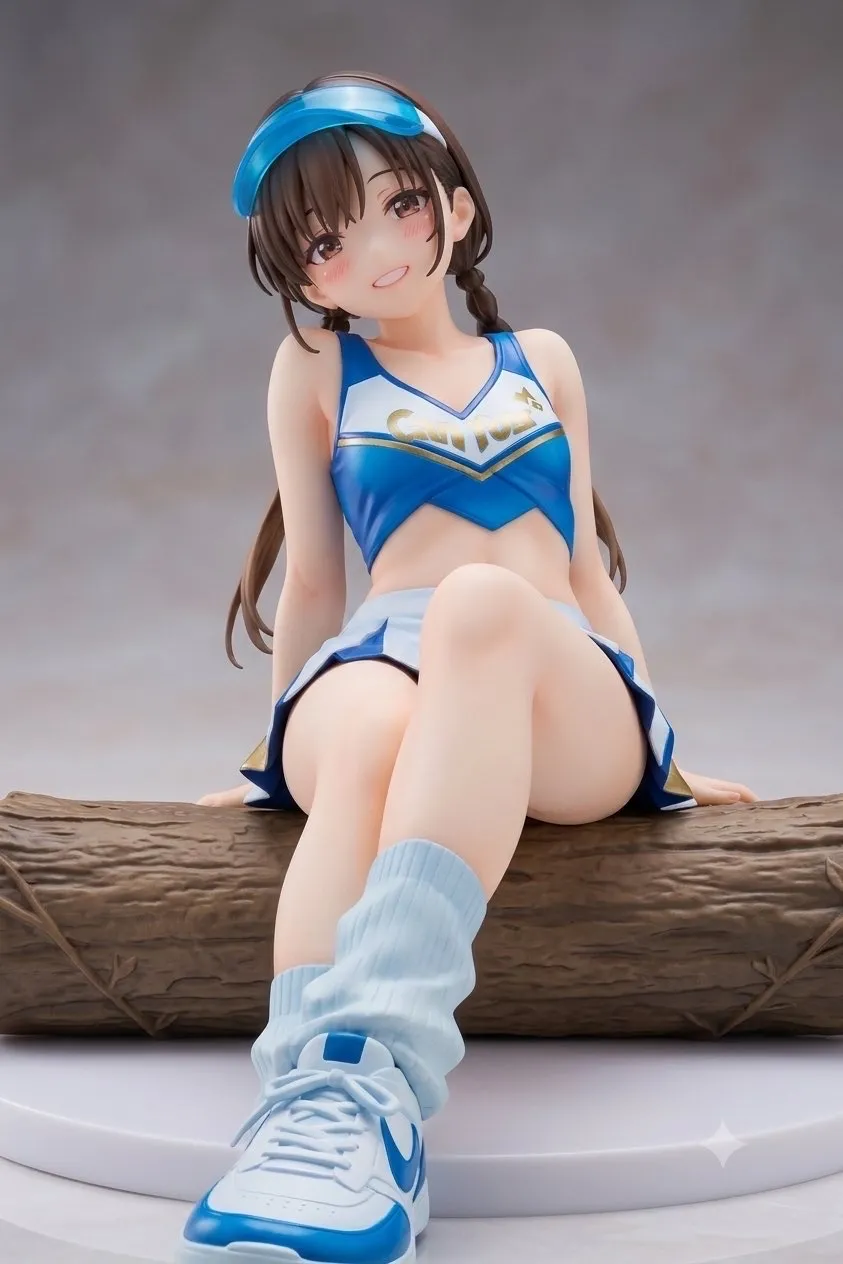 木陰で座る三つ編みチアガール…フィギュア…茶