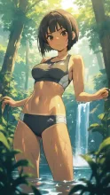 滝、美少女