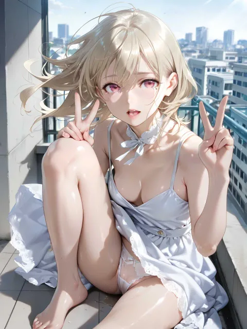 校舎の屋上の背景、明るい日差し、ポートレート、1girl