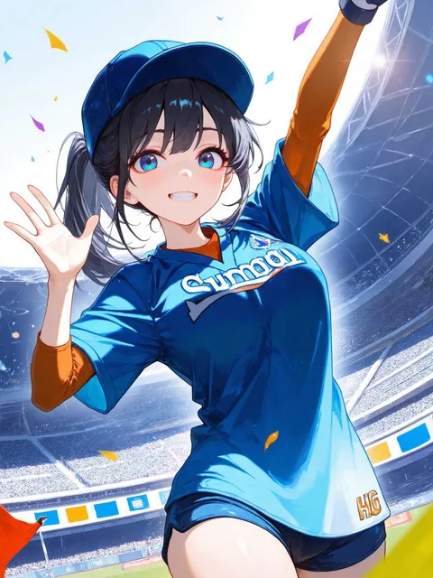 夏の日差しがスタジアム全体を照らす中