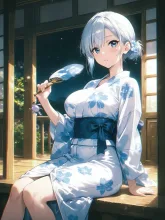 縁側の浴衣美人·夏の夕涼み の投稿作品