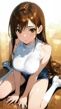 動作・座る⑤ — ハルカナさんのAIイラスト