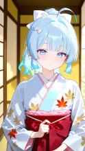 秋祭りの身嗜み水色