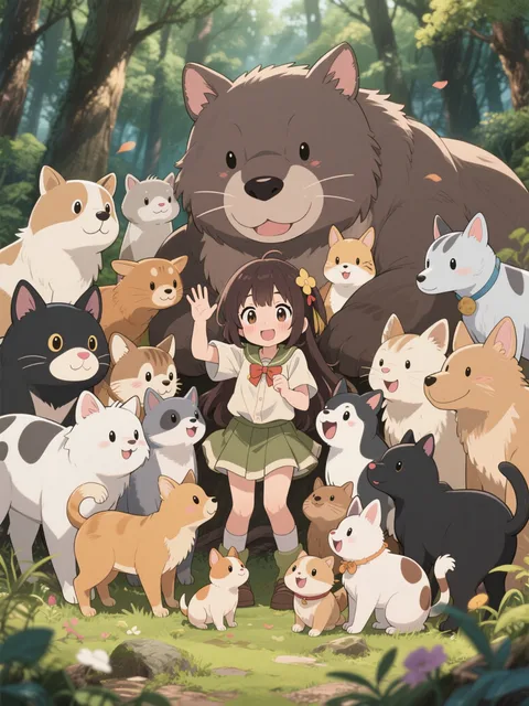 大小含めていろんな動物がぎゅうぎゅうに集まってきている