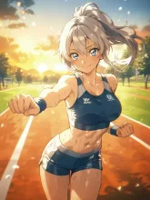 真夏の体育会系女子·汗がきらめく、健康美 の投稿作品