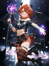 ラスト・オブ・マジカル・コンビのパンク娘と黒ニャンコ…赤 — 魔法少女のAIイラスト｜SUPPART
