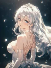 純白のウェディングドレス — ウェディングドレスイラストのAIイラスト|SUPPART