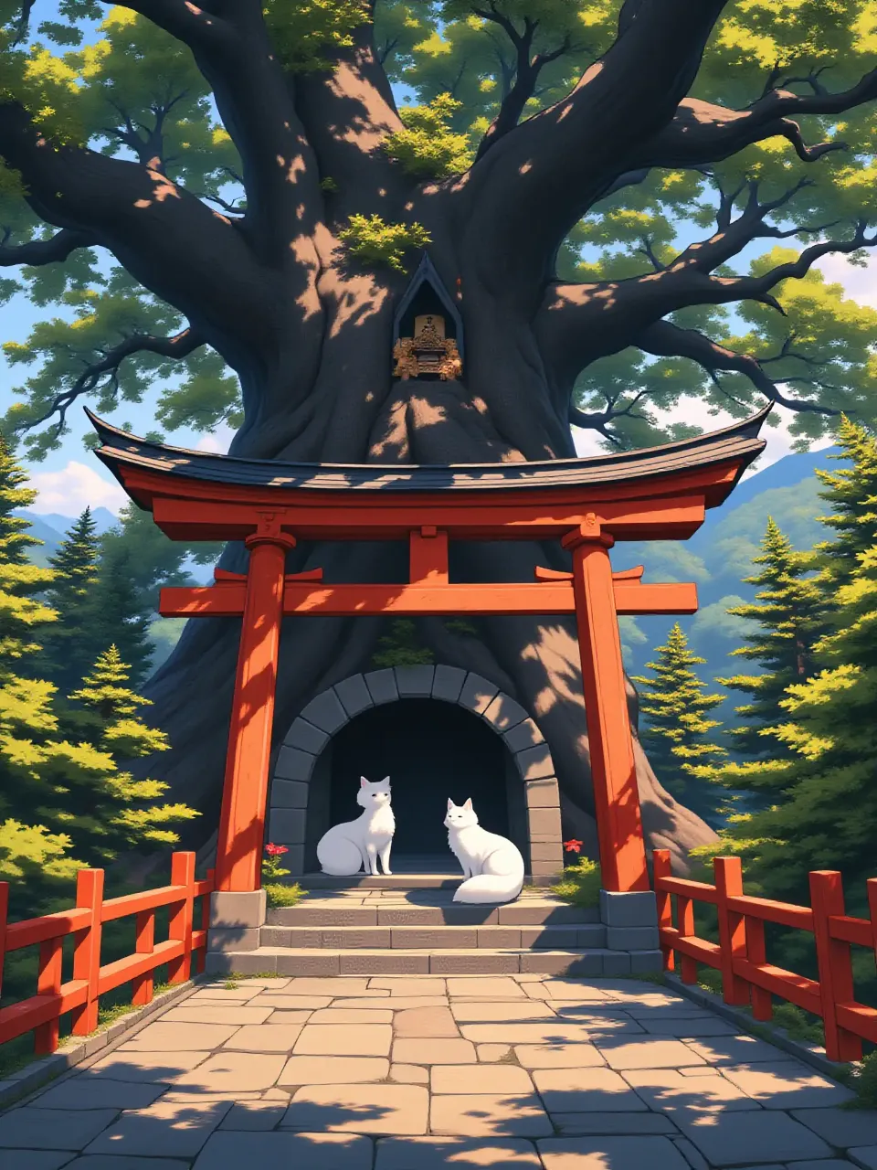 白狐が守護する神社