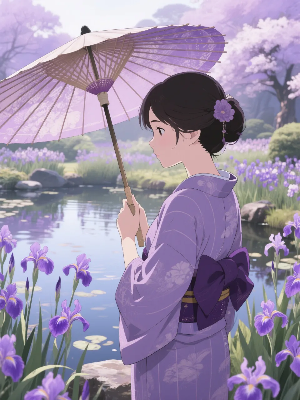 花菖蒲と和服