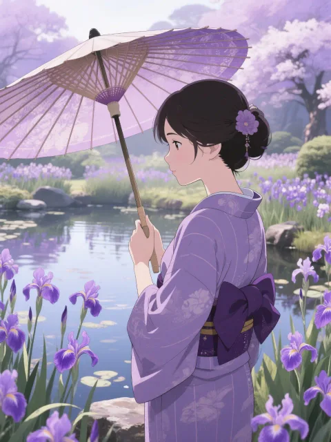 花菖蒲と和服