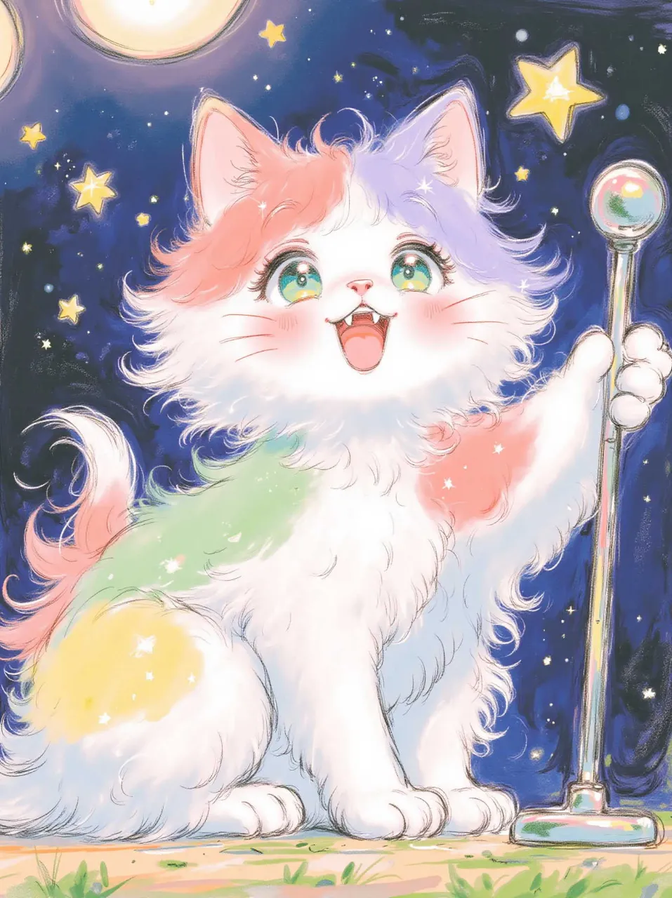 歌を聞いてニャ! — コハクさんのAIイラスト