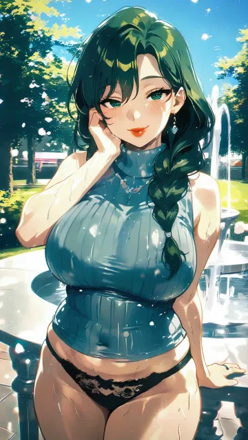 妖艶な魅力を持つお母さんです、公園を散歩しています