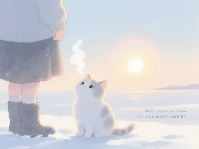初日の出とネコちゃん