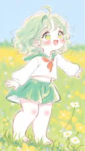 フワフワ黄緑　女の子 — 𓃠フワフワ猫の甘々天使🪽ニャルル🤍さんのAIイラスト